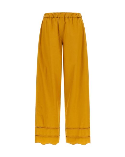 Fabiana Filippi Yellow Wide-Leg Embroidered Pants
