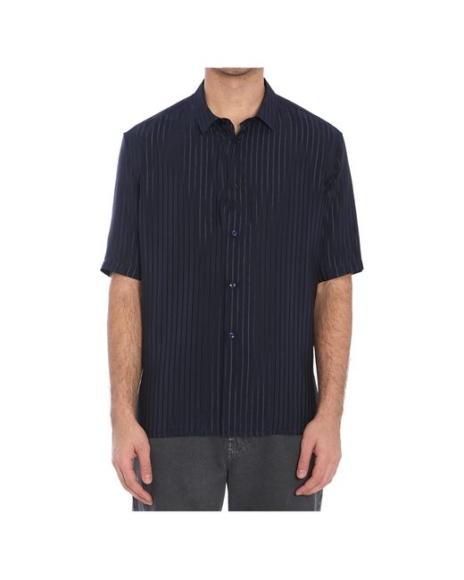 Saint Laurent Blue Striped Button-Up Shirt for men