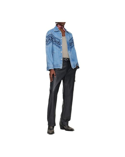 Isabel Marant Blue Julian Embroidered Denim Jacket for men