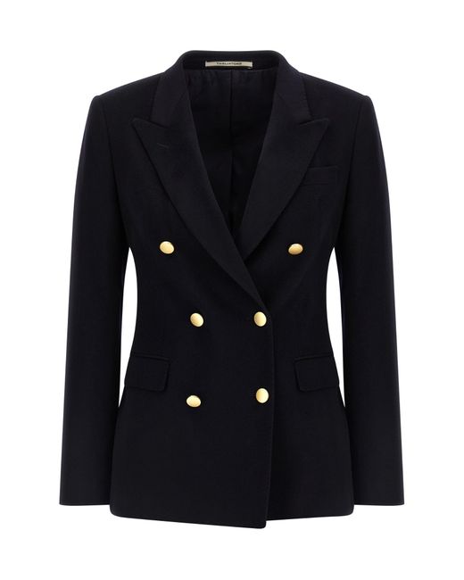 Tagliatore Black Double-Breasted Tailored Blazer