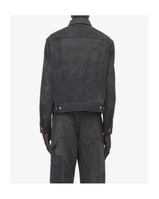 McQueen Black Buttoned Trucker Denim Jacket for men