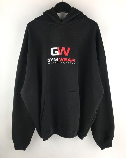 Balenciaga Black Gym Wear Print Hoodie for men