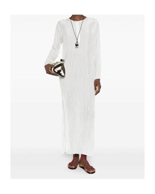 P.A.R.O.S.H. White Long-Sleeved Midi Dress