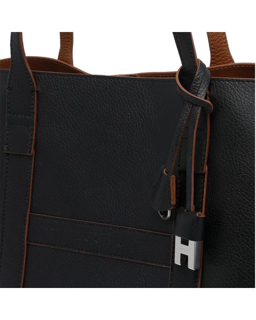 Hogan Black Hanging Accent Script Top Handle Bag