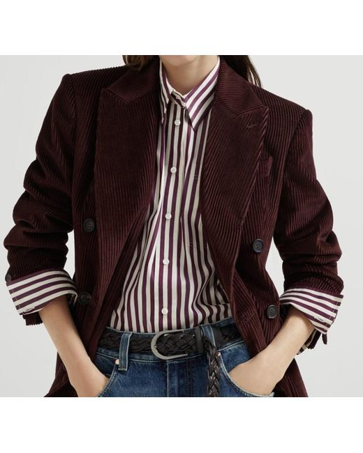 Brunello Cucinelli Brown Double-Breasted Blazer