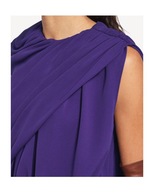 Balenciaga Purple Silk Draped Cape Top