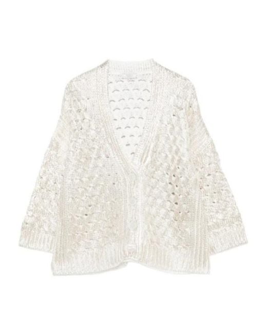 Peserico White V-Neck Cardigan
