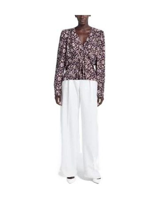 Isabel Marant Gray V-Neck Cropped Long-Sleeve Top