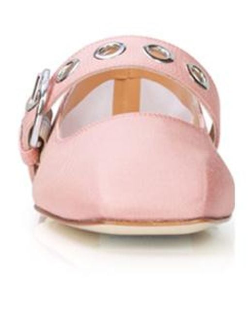Aeyde Pink Uma Square Toe Mary Jane Flats