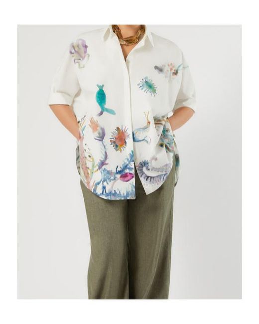 Marina Rinaldi White Cotton Poplin Tunic