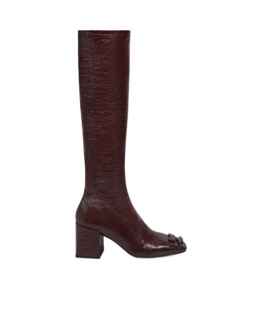 Courreges Brown Logo-Detail Square-Toe Boots