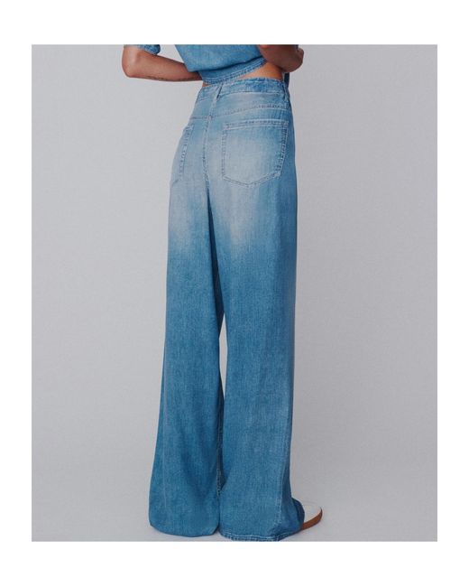 Marella Blue Flowing Viscose-Blend 5-Pocket Trousers