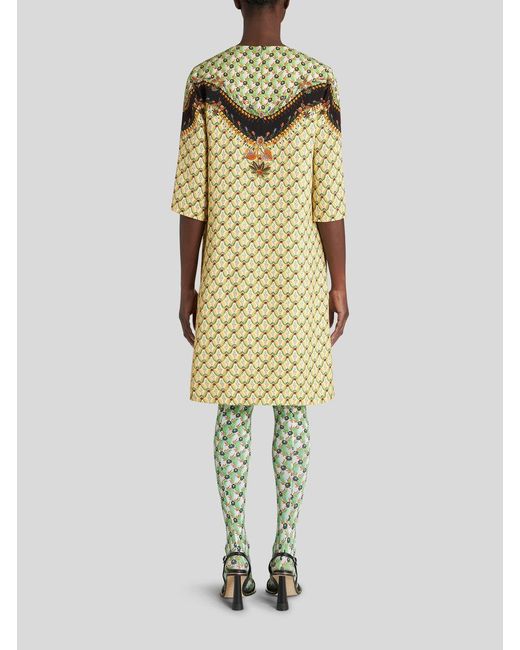 Etro Green Floral Print Tunic Dress