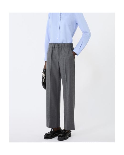Weekend by Maxmara Gray Wool Flannel Trousers