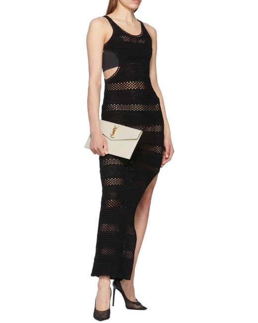 Saint Laurent Natural Slp Medium Croc Gld Hw Pouch