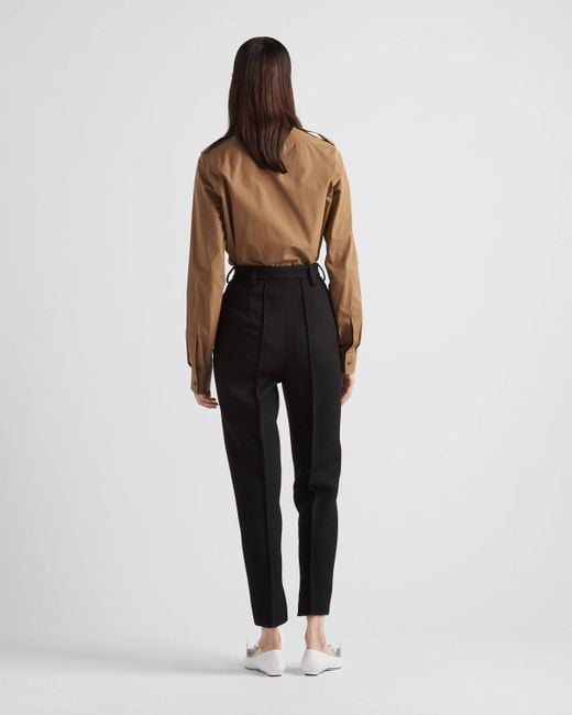 Prada Black High-Waist Tapered-Leg Trousers