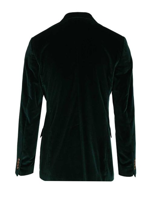 Dolce & Gabbana Black Double-Breasted Velvet Blazer for men
