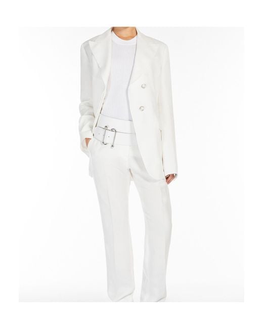 Sportmax White Cera Long-Sleeved Blazer