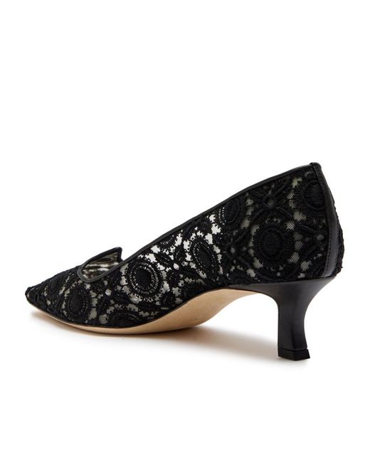 Manolo Blahnik Black Euridi 50 Lace Pumps