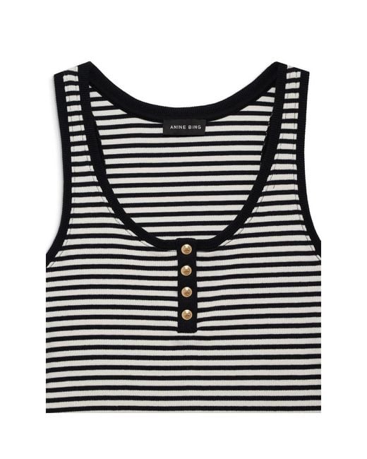 Anine Bing Black Alessia Striped Knitted Tank Top
