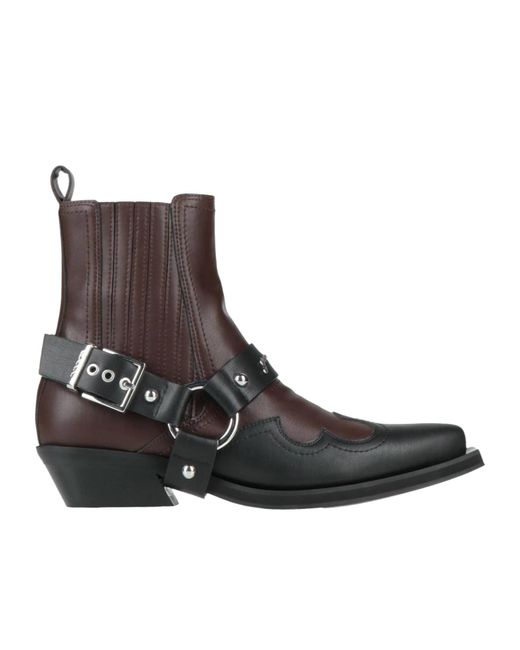 Ganni Brown Two-Color Denim Ankle Boots