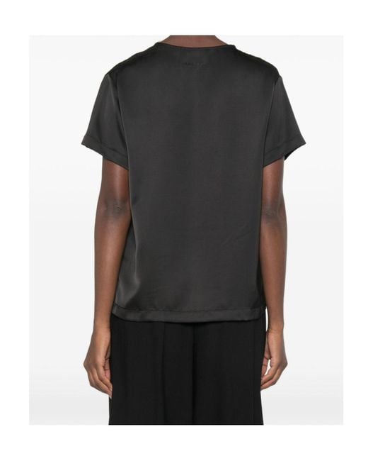 ERMANNO FIRENZE Black V-Neck Lace-Trim Top