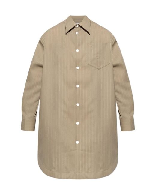 AMI Natural Ami Pinstripe Shirt Dress
