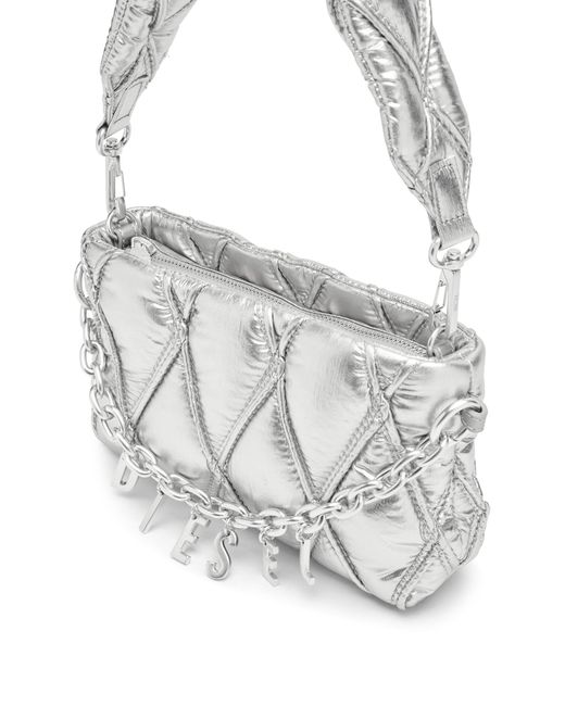 DIESEL White Charm-D Quilted Clutch Bag