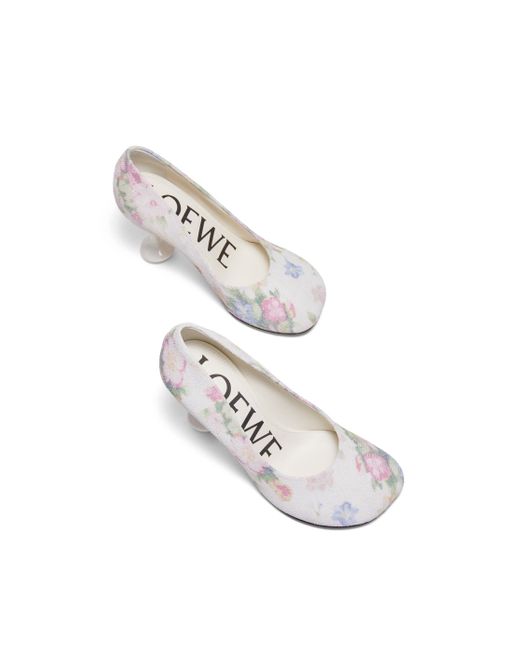 Loewe White Toy Pump In Brushed Suede