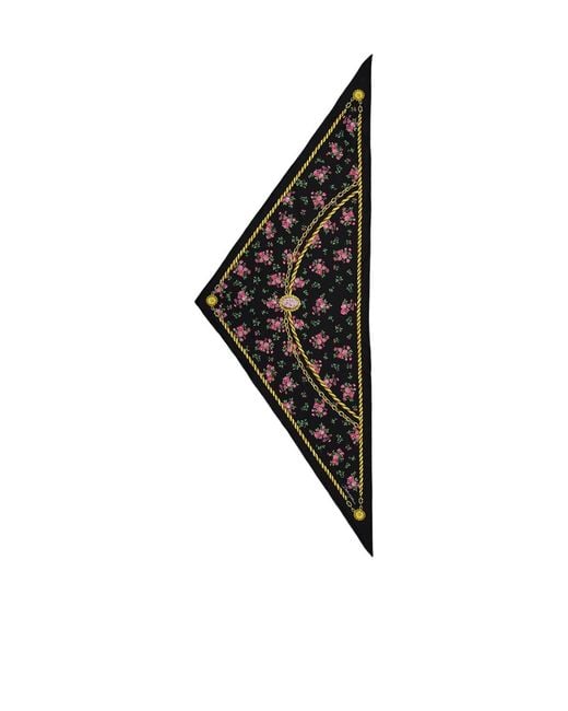 Dolce & Gabbana Black Chain-Print Floral Scarf