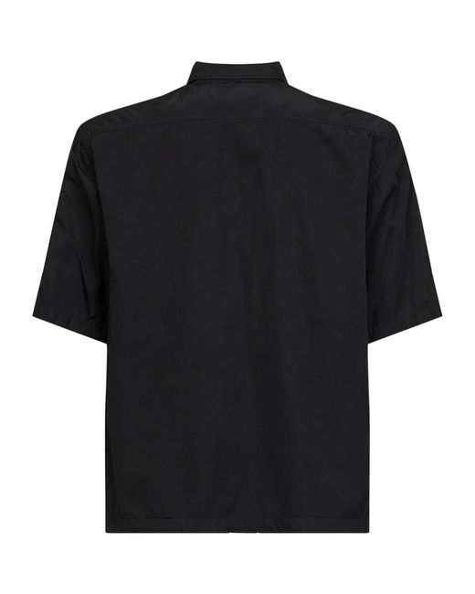 C P Company Black Pointed Collar Short-Sleeved Shirt for men
