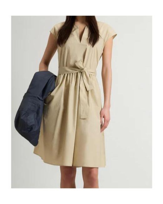 Woolrich Natural Mini Belted Sleeveless Dress