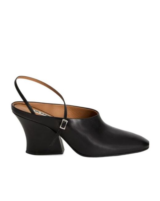 Jil Sander Black Slingback Heeled Sandals