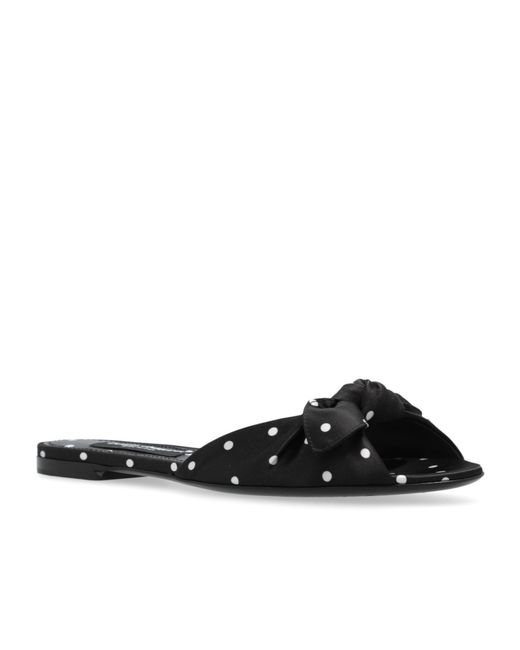 Dolce & Gabbana Black Bow-Detailed Satin Sliders