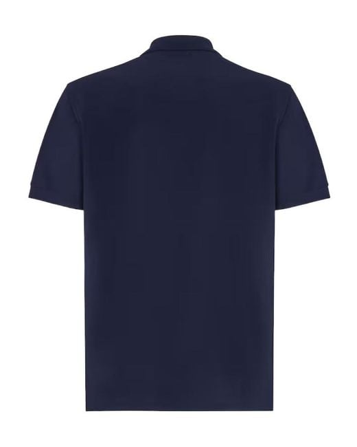 Fendi Blue Logo Embroidered Short-Sleeved Polo Shirt for men