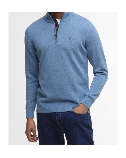 Barbour Blue Half-Zip Knitted Jumper for men