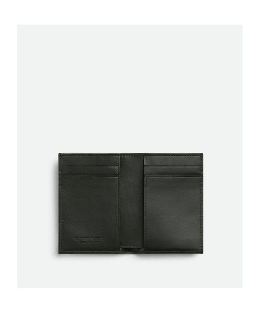 Bottega Veneta Green Intrecciato Diagonal Slim Flap Card Case for men