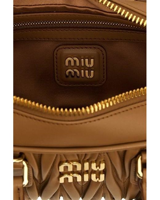 Miu Miu Brown Arcadie Matelassé Nappa Leather Bag
