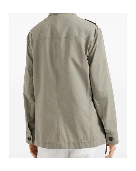 Brunello Cucinelli Gray Cotton Blend Field Jacket
