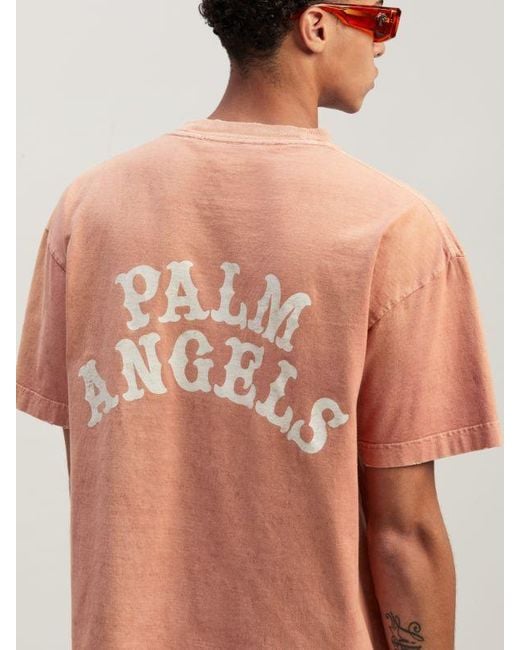 Palm Angels Gray Graphic Printed Crewneck T-Shirt for men