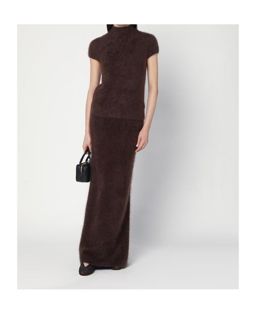 Soft Goat Brown Elastic Waist Skirt