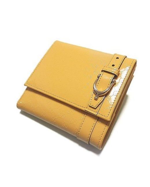 Gucci Yellow Double Folded Embossed Purse