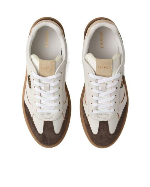Versace White Greca Court Sneakers for men