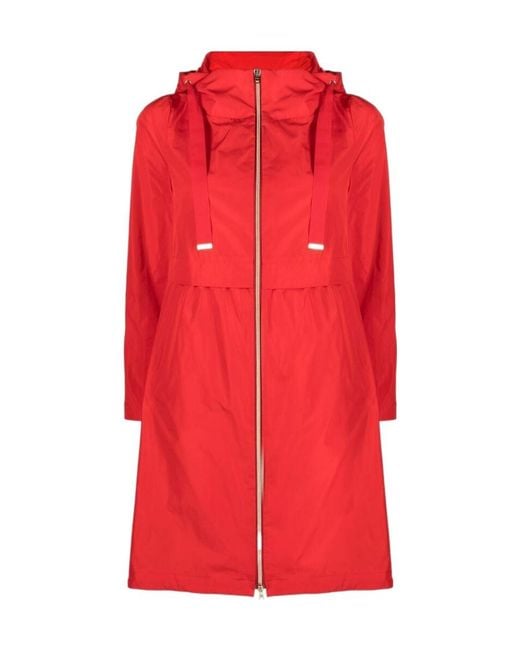 Herno Red Hooded Long Coat