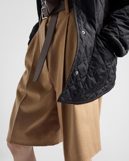 Prada Natural Camel-Hair Bermudas