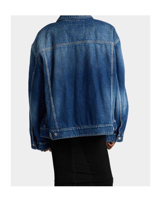 DSquared² Blue Weathered Suede Oversized Jean Jacket