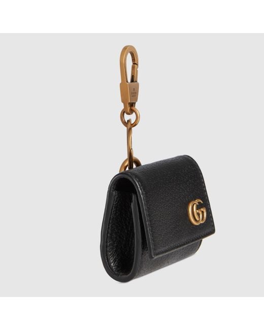 Gucci Black Double G Leather Wallet Keyring for men