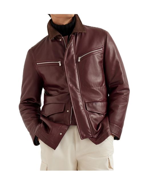 Brunello Cucinelli Brown Nappa Leather Field Jacket for men