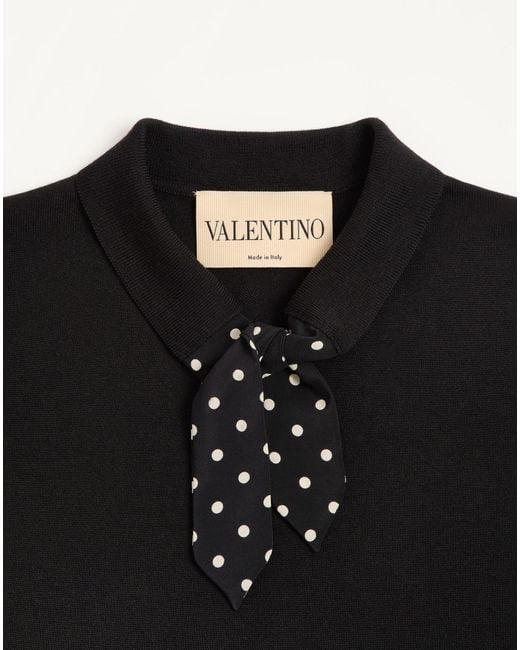 Valentino Black Vlogo Signature Scarf Detailed Knitted Top