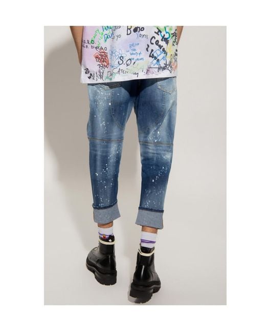 DSquared² Blue Eviction Notice Cropped Jeans for men